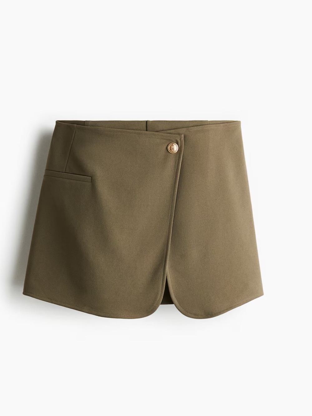 H&M Olive Wrap-Style Skort with Button Detail